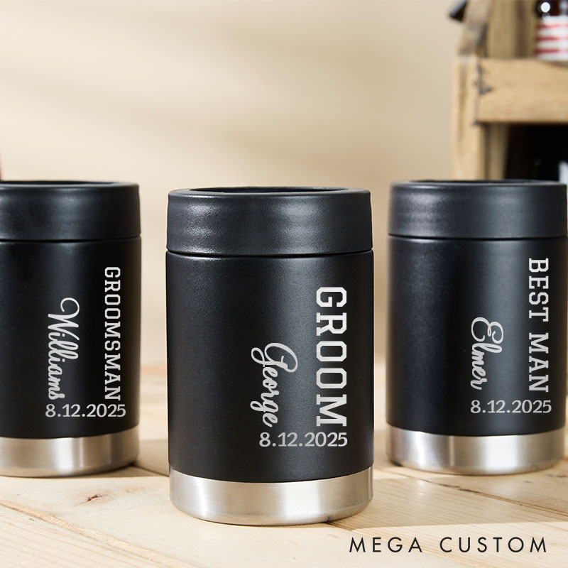 Personalized Wedding Can Coolers for Groom and Groomsmen Unique Bachelor Party Favors Can Holder Best Man Gift Tumbler for Men