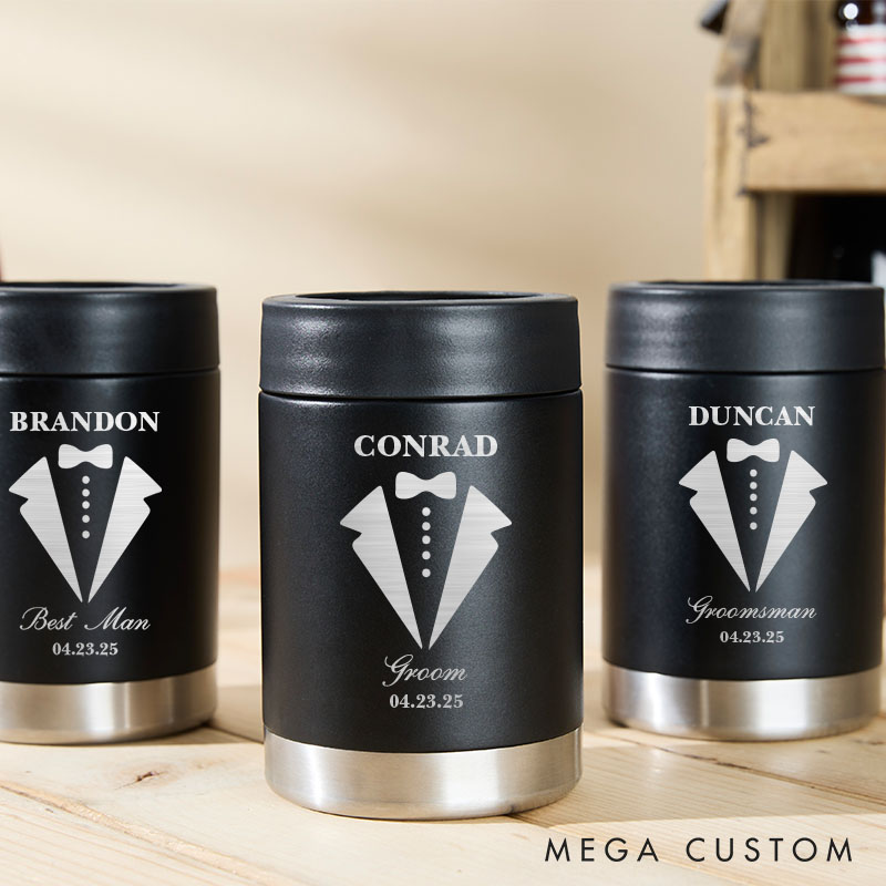 Personalized Wedding Party Can Coolers Engraved Bachelor Favors Can Holder Party Gifts for Groom Best Man