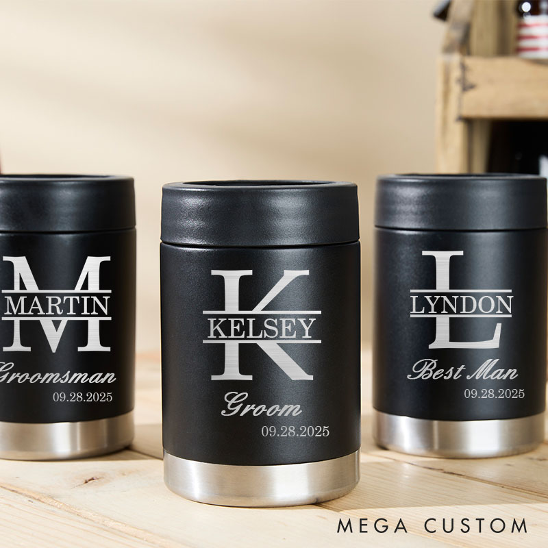 Personalized Groom Groomsman Wedding Party Can Cooler Bachelor Tumbler for Men Groomsman Proposal Keepsakes Can Holder