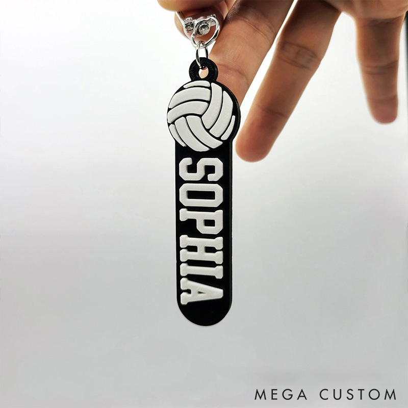 Personalized Volleyball 3D Printed Hard Plastic Keychains with Custom Your Name 