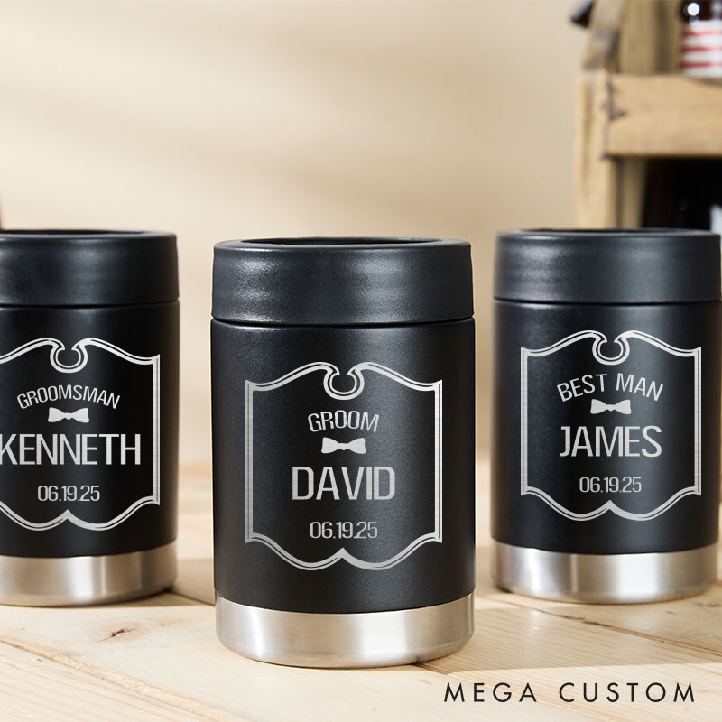 Personalized Wedding Party Can Coolers for Groom Bachelor Party Tumbler for Best Man Engraved Groomsmen Proposal Can Holder for Him
