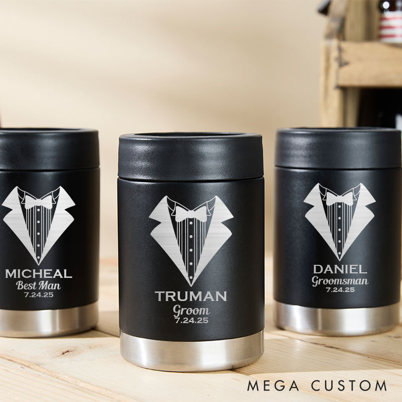 Personalized Wedding Party Can Coolers Bachelor Party Keepsakes for Groom Best Man Gift Groomsmen Proposal Can Holder
