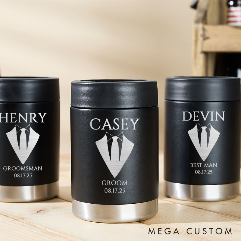 Personalized Wedding Party Can Coolers Bachelor Party Gift Tumbler for Groom  Groomsmen Proposal Can Holder
