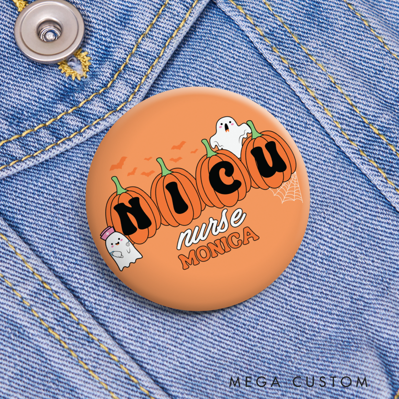 Personalized Nurse Button Pin Customized NICU Nurse Design Button Pin Nurse Halloween Gift