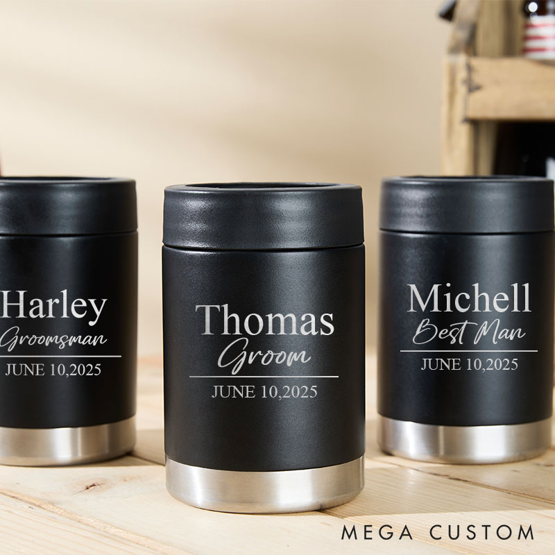 Personalized Can Coolers for Wedding Party Groom and Groomsmen Gifts Tumbler Bachelor Party Can Cooler Mens Beer Can Holder