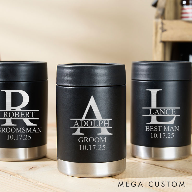 Personalized Wedding Can Coolers for Groom Bachelor Best Man Gift Can Holder Groomsmen Can Cooler