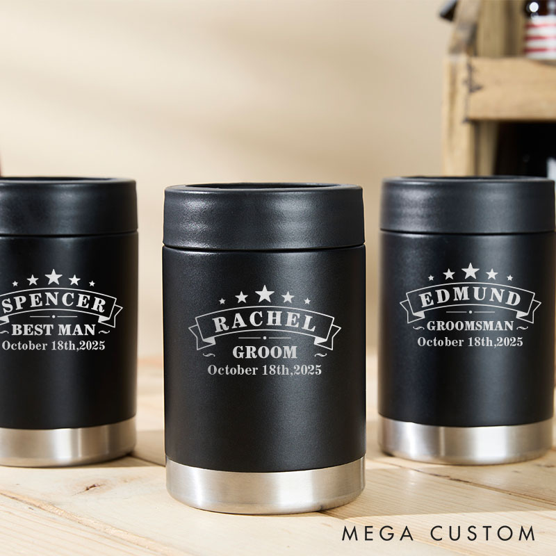 Personalized Groomsman Can Coolers Wedding Can Cooler for Men bachelor Gifts for Groom Best Man Can Holder