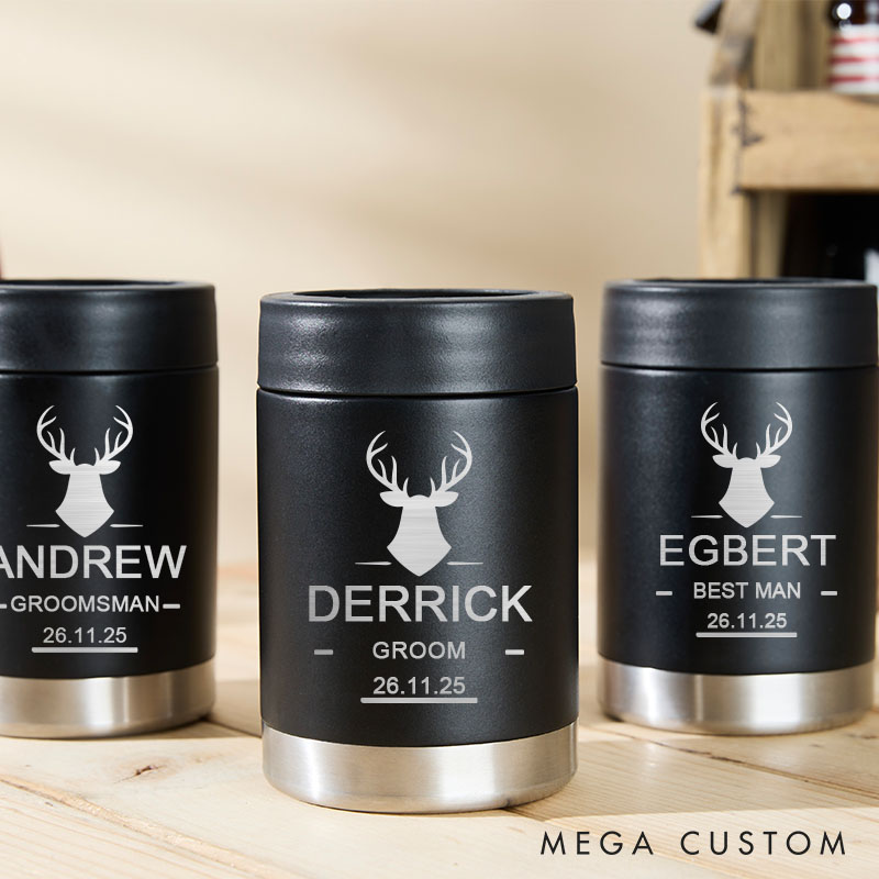 Personalized Groomsman Can Cooler Wedding Party Groom Can Cooler Bachelor Party Favors for Groom Best Man Beer Can Holder