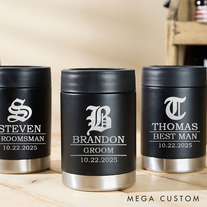 Personalized Wedding Can Coolers for Groom Best Man Proposal Can Holder Groomsmen Party Favors Beer Can Cooler Holder