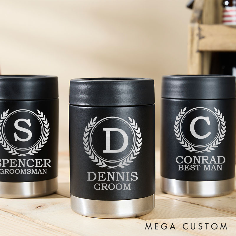 Personalized Groomsmen Can Cooler Wedding Can Cooler for Groom Bachelor Beer Can Holder Best Man Gift Beer Holder