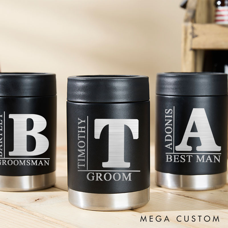Personalized Groom Can Cooler Groomsman Bachelor Party Can Cooler Wedding Party Can Holder for Him Best Man Proposal Gift