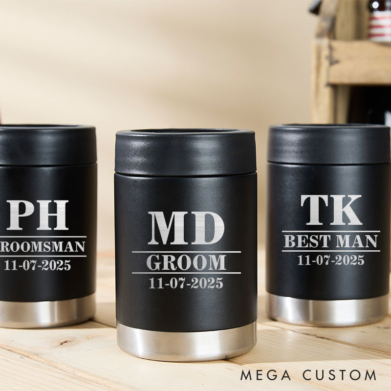 Personalized Groomsmen Gift Can Cooler Mental Groom Wedding Can Cooler for Him Best Man Proposal Beer Can Holder