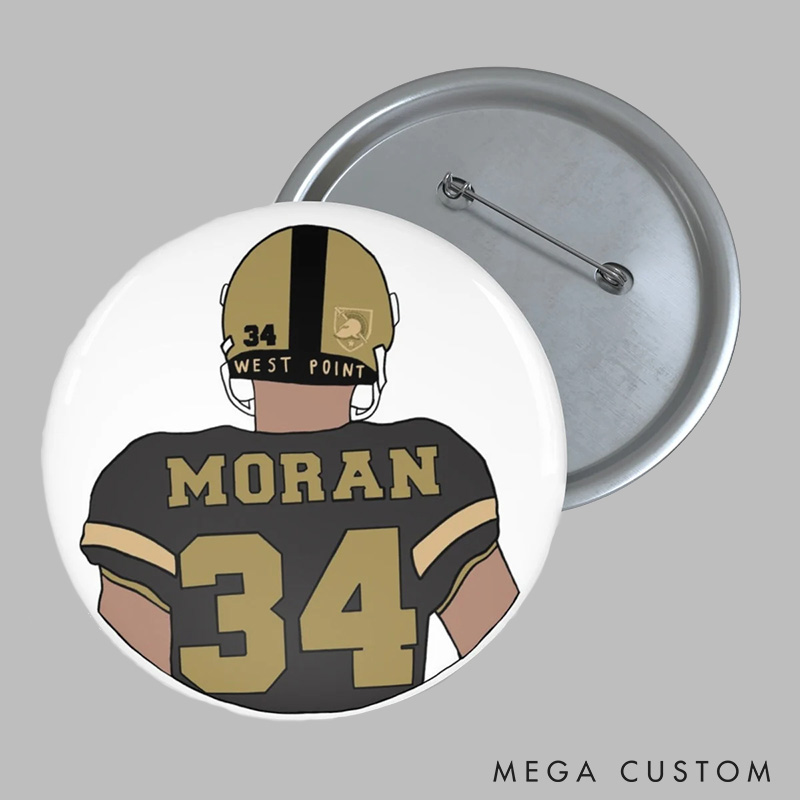 [Copy]Personalized American Football Design Button Pin with Custom Name and Photo for Sport Fans