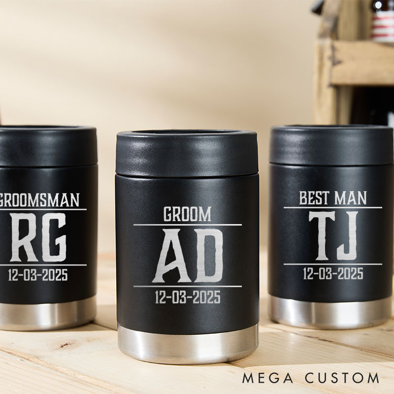 Personalized Groom Groomsman Can Cooler Men's Wedding Can Cooler Best Man Proposal Gift Can Cooler Bachelor Party Favors Him