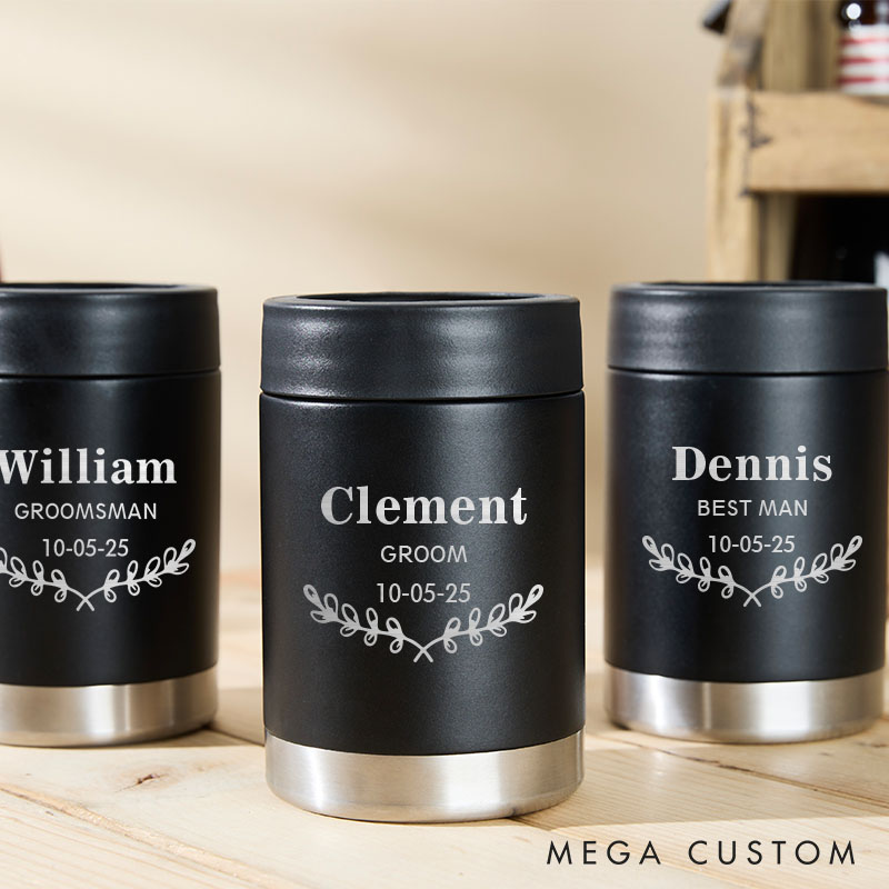 Personalized Groom Club Can Cooler Wedding Party Can Cooler Bachelor Favors Keepsakes for Groom Groomsmen Beer Can Holder