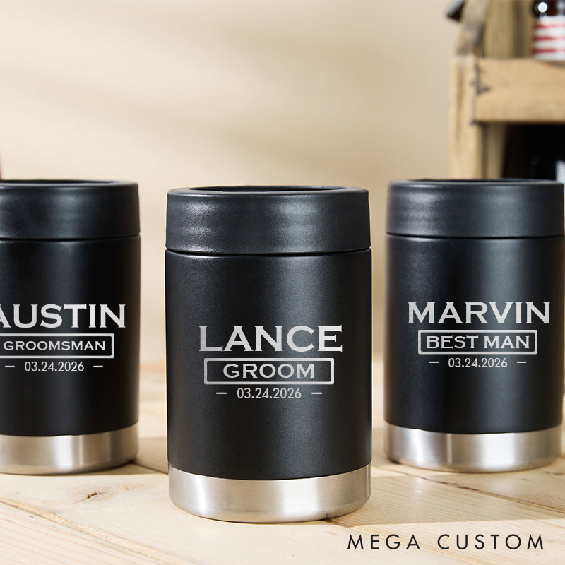 Personalized Best Man Can Cooler Groomsman Beer Can Holder Wedding Groom Club Can Coolers for Men Bachelor Party Can Cooler