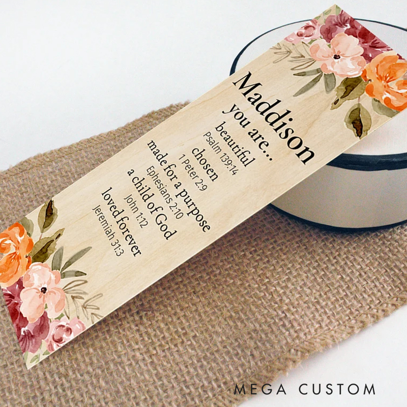 Personalized Wood Water Color Flower You are Bookmark for Best Friend Christian Gift for Birthday Unique Gifts for Long Distance Book lover