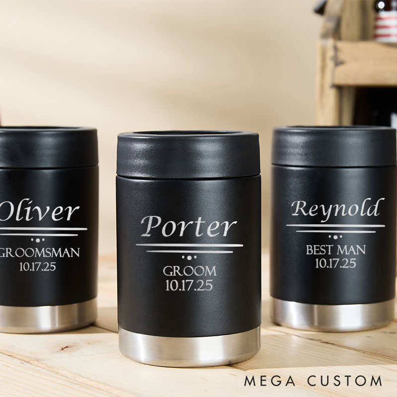 Personalized Groomsmen Can Cooler Wedding Party Favors Can Cooler Bachelor Can Holder for Men Best Man Can Holder