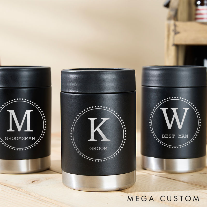 Personalized Groomsmen Beer Can Cooler Best Man Can Holder Wedding Party Favors Can Cooler for Men Bachelor Can Holder