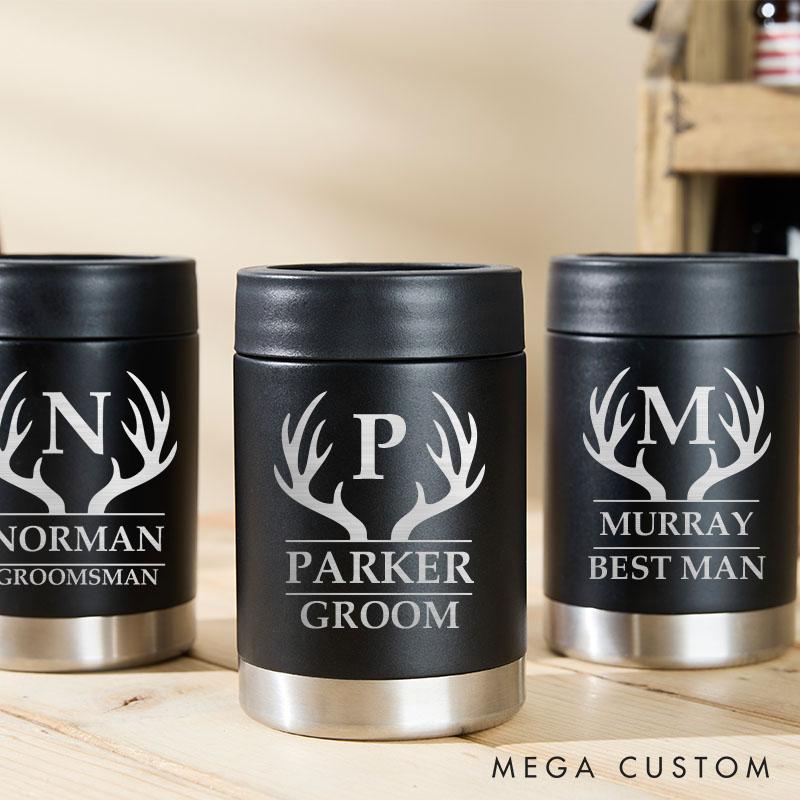 Personalized Groomsmen Gift Can Cooler Wedding Party Favors Can Cooler Bachelor Can Holder for Him Best Man Can Holder