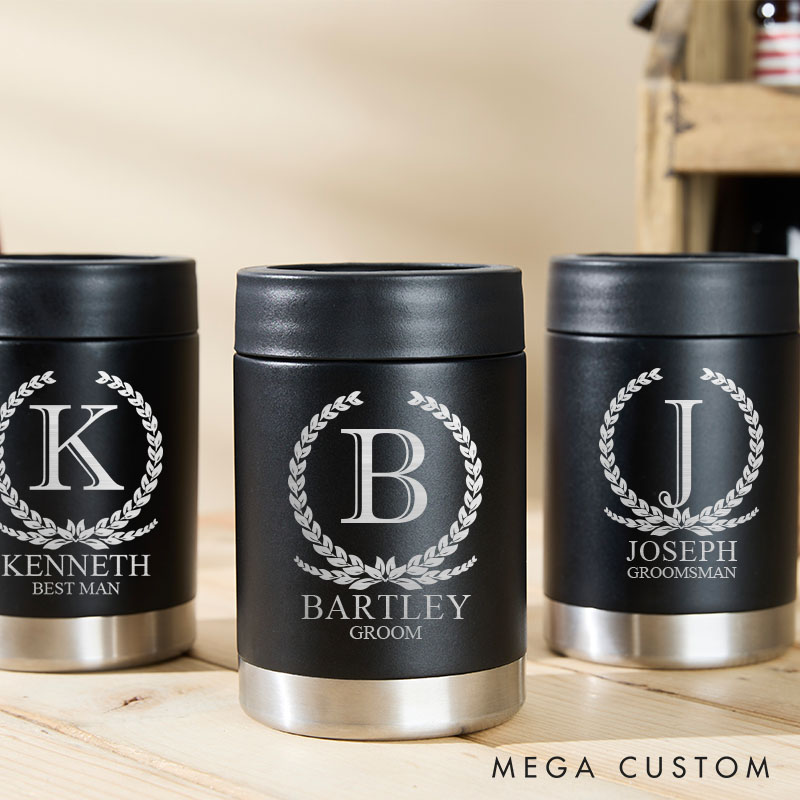 Personalized Men’s Wedding Can Cooler Bachelor Party Gift for Him Groomsmen Favors Beer Can Cooler Men’s Beer Can Holder