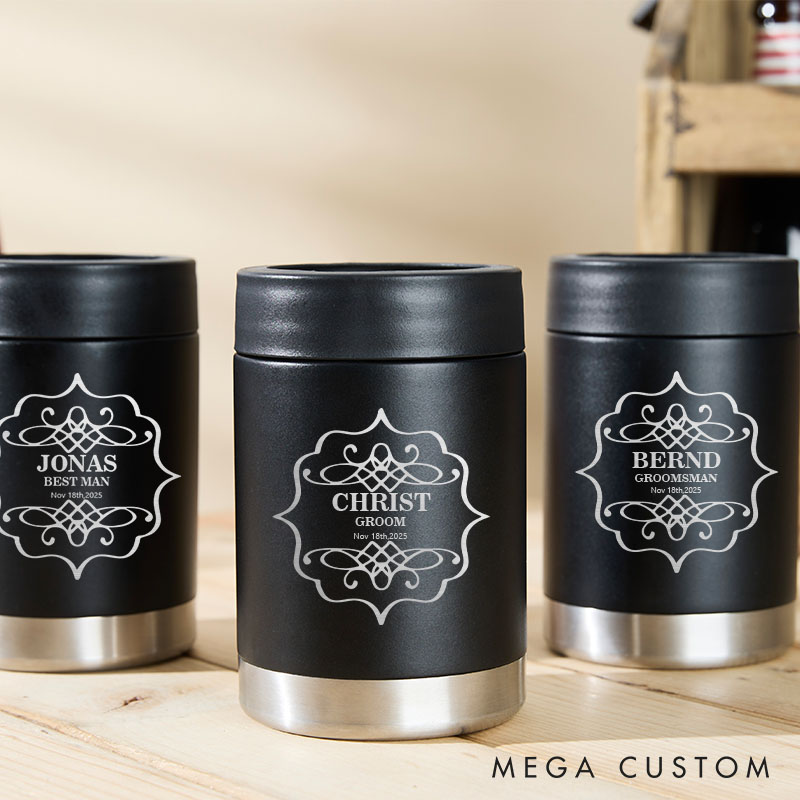 Personalized Groomsmen Can Cooler Groom Wedding Favors Can Cooler Bachelor Party Gift Beer Can Holder for Best Man