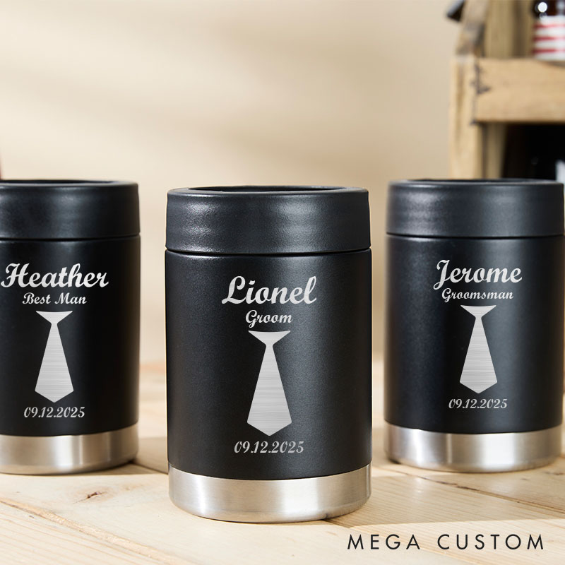 Personalized Groomsmen Favors Can Cooler Bachelor Party Can Holder for Men Wedding Party Beer Can Holder for Him