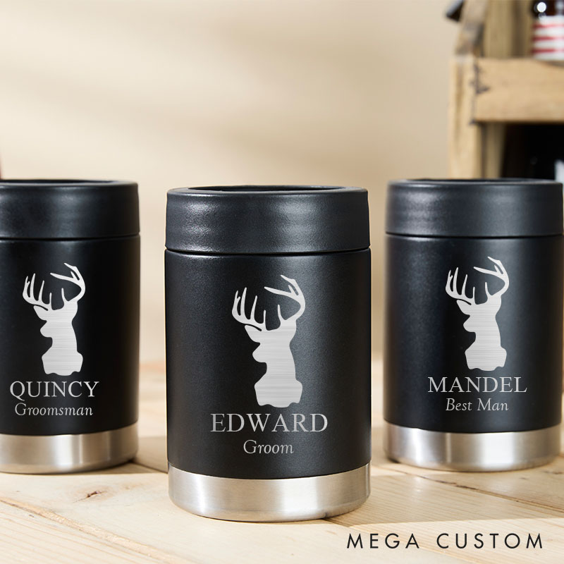 Personalized Groomsmen Wedding Favors Can Cooler Groom Bachelor Party Can Holder for Men Best Man Beer Can Holder for Him