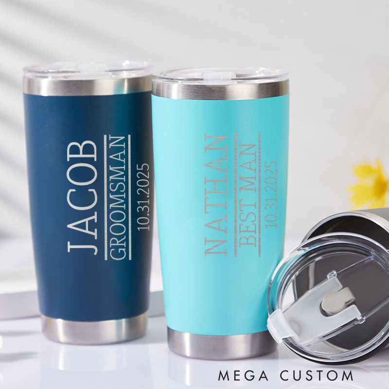 Personalized Groomsman Proposal Gift Tumbler Best Man Gift Insulated 20oz Tumblers for Groomsmen Bachelor Party Favor Water Bottle
