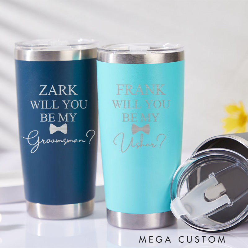 Personalized Groomsman Proposal Tumbler 20oz Insulated Tumbler for Groomsmen Bachelor Party Favors Tumbler Best Man Gift