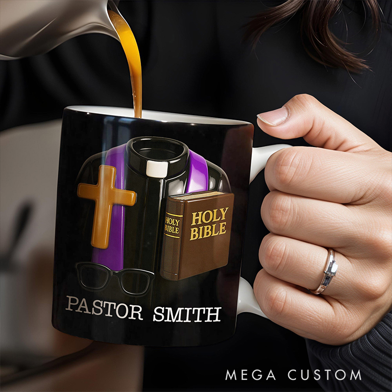 Personalized Cross and Holy Bible Ceramic Mug with Name Pastor Coffee Mug Gift for Religious Leaders Christian Gift