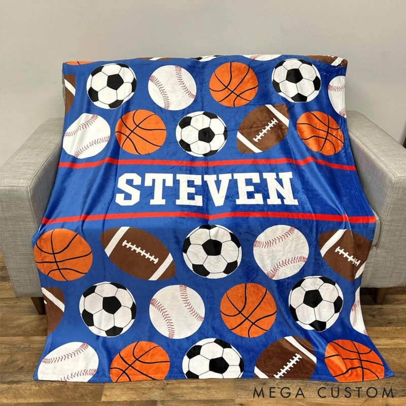 Personalized Sport Design Blanket with Custom Name for Sport Lover
