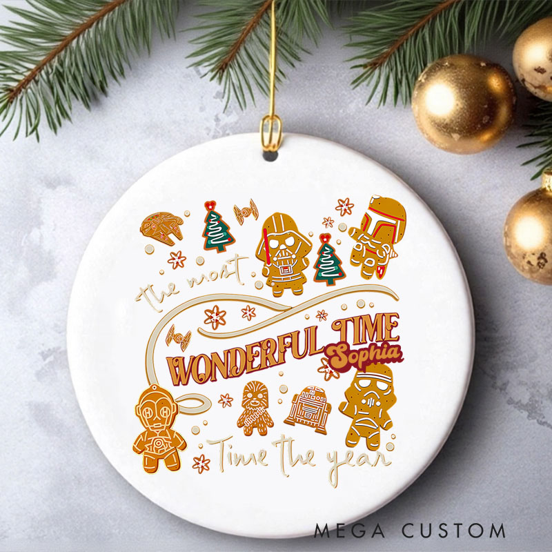 Personalized Star Gingerbread Wonderful Time Christmas Ornament Galaxy War Film Ornament Movie Holiday Ornament