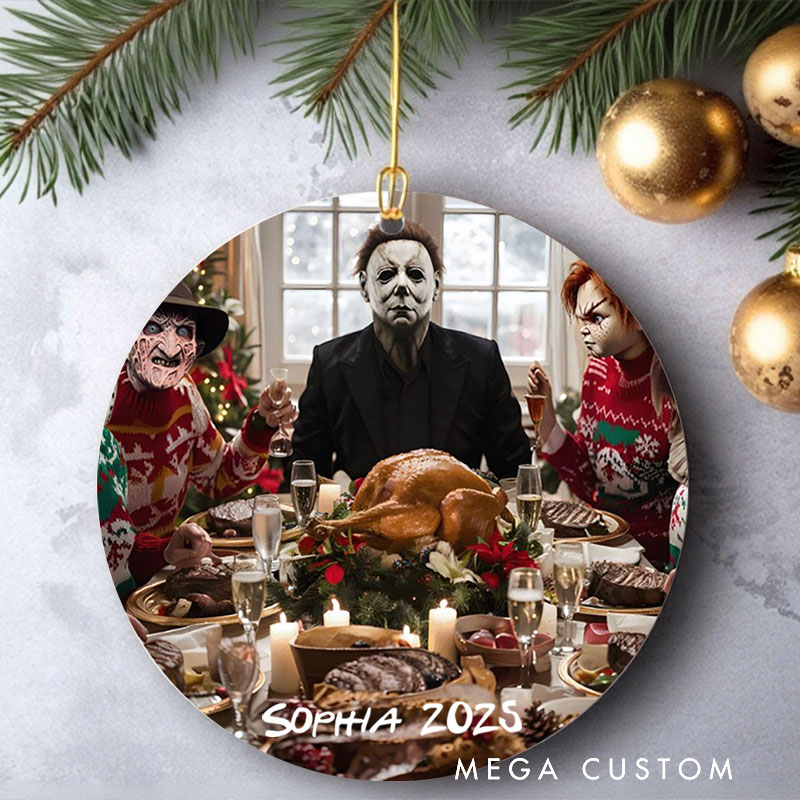 Personalized Merry Creepmas Christmas Ornament Retro Horror Film Series Ornament Movie Holiday Ornament