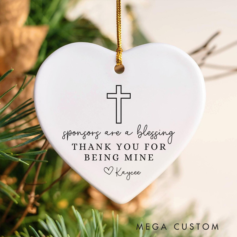 Personalized Sponsors are a Blessing Ceramic Ornament with Name Religious Gift Christian Gift