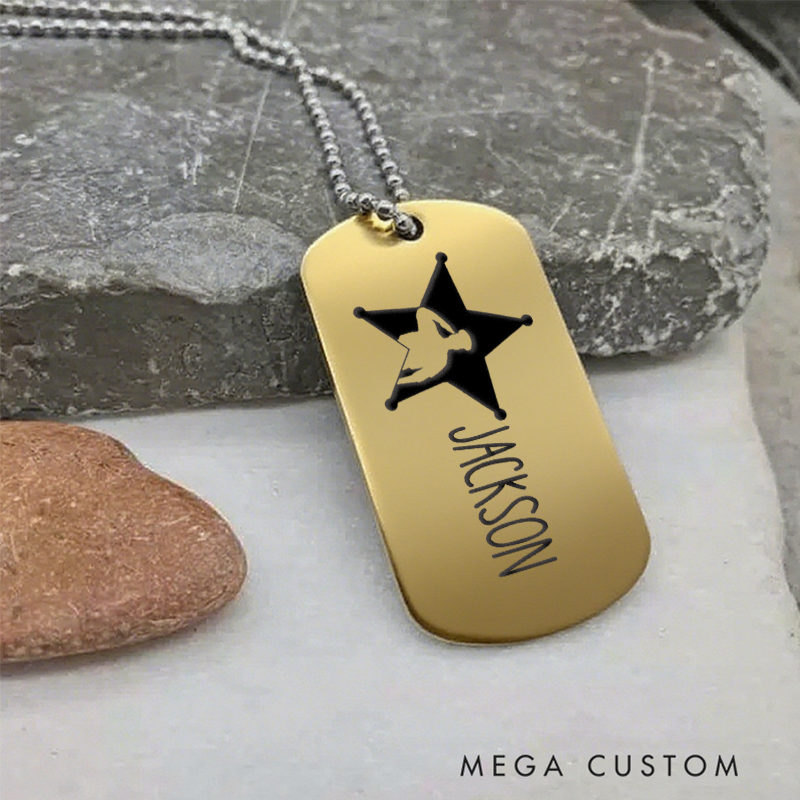 Personalized Police Badge Dog Tag Necklace Custom Law Enforcement Gift for Officers