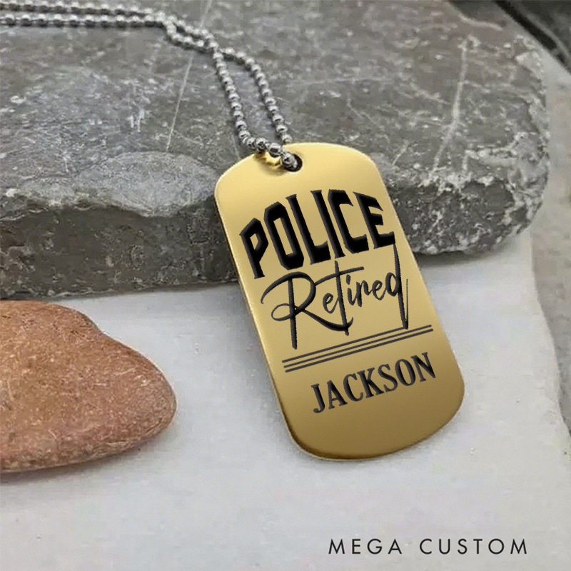 Personalized Police Retired Dog Tag Necklace Custom Gift for Retired Officers