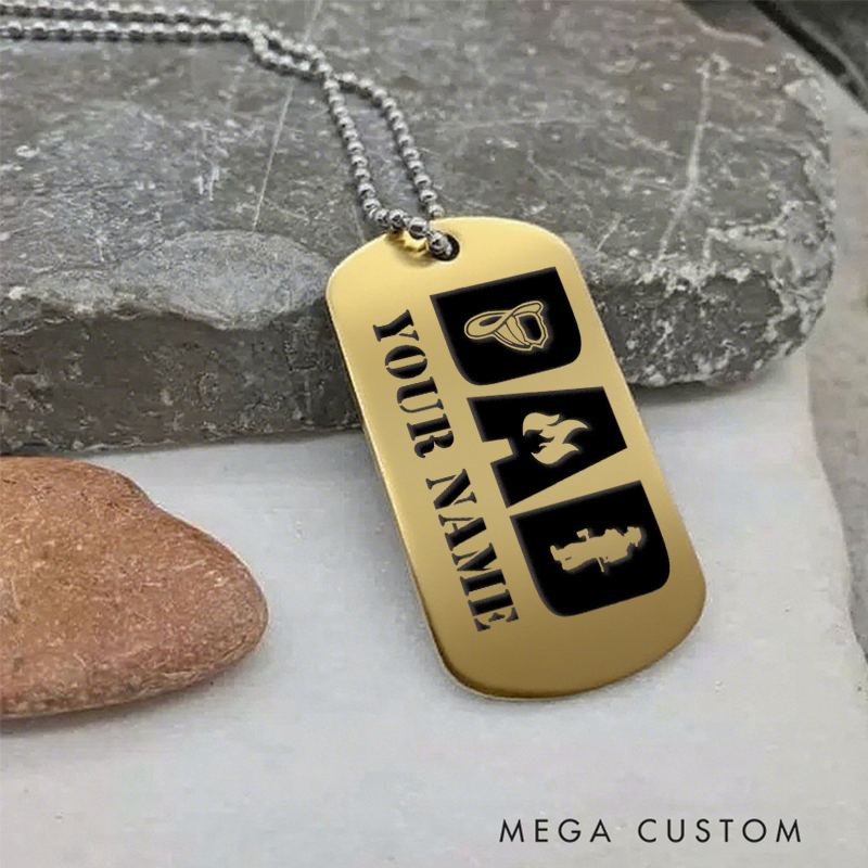Personalized Firefighter Dog Tag Necklace Dad Firefighter with Icon Design