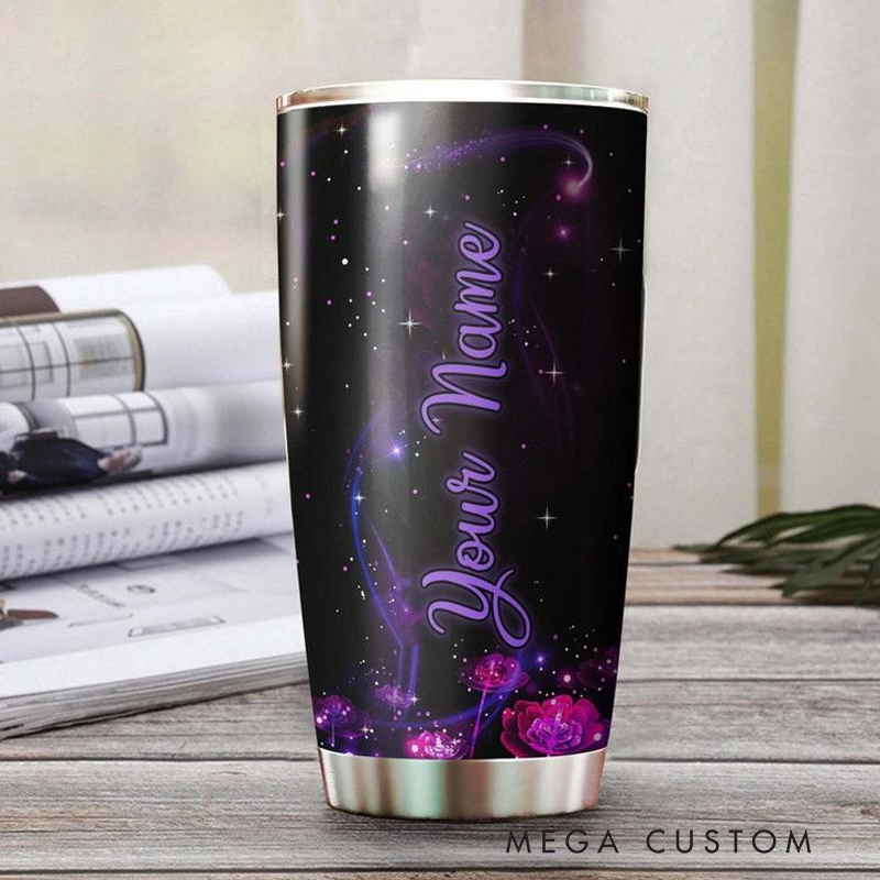 Personalized Purple Fairy Beautiful Butterfly Faith Hope 20oz Stainless Steel Tumbler with Name Christmas Gift