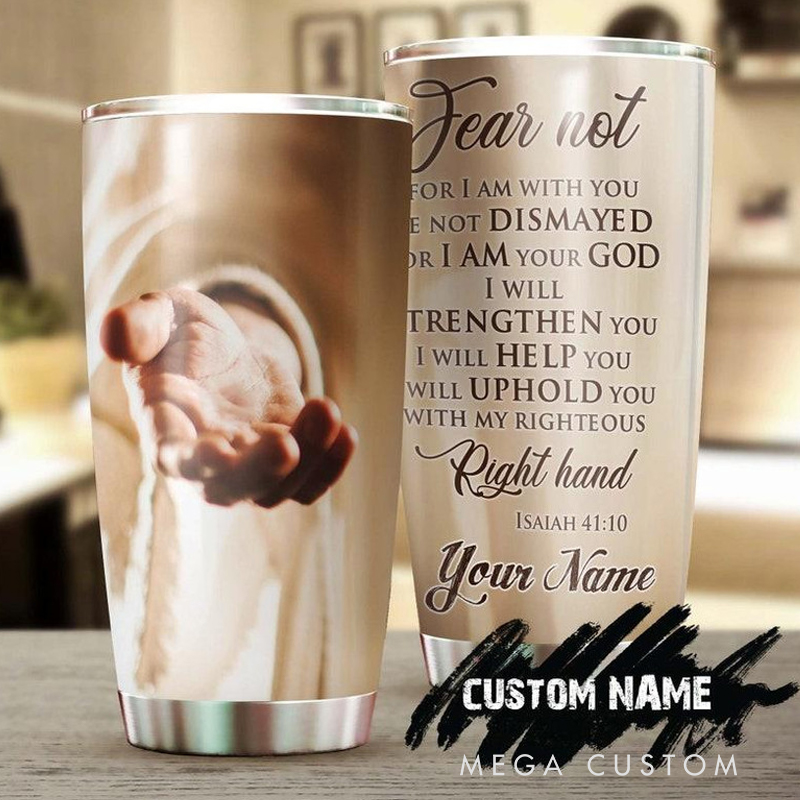 Personalized I Will Uphold You Isaiah 41:10 20oz Stainless Steel Tumbler with Name Christmas Gift