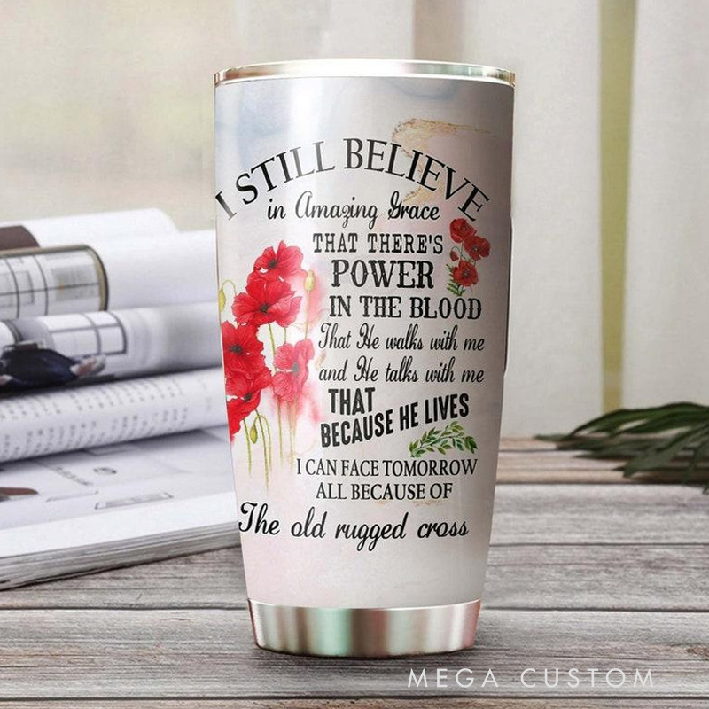 Personalized Faith Believe In Amazing Grace 20oz Stainless Steel Tumbler with Name Christmas Gift
