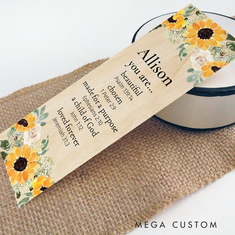 Personalized Wood Water Color Sunflower You are Bookmark for Best Friend Christian Gift for Birthday Unique Gifts for Book lover