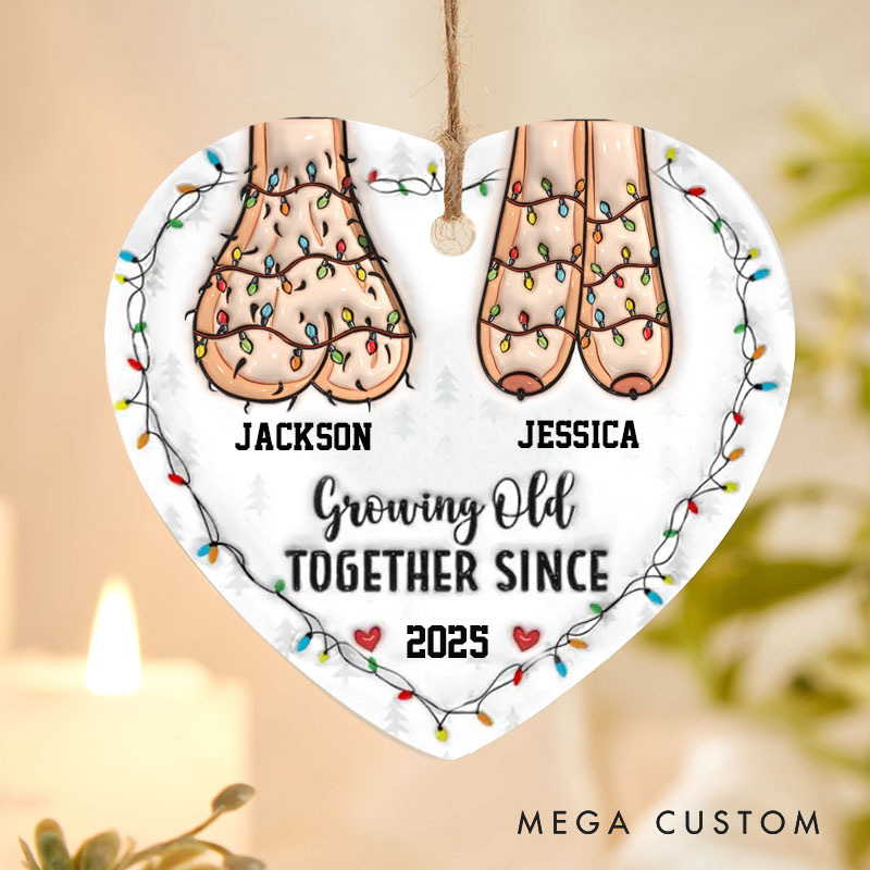 Personalized Funny Couple Christmas Ornament Growing Old Together Since Sometime Christmas Ornament Couple Christmas Gift
