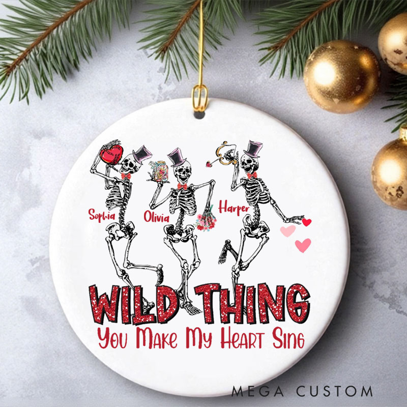 Personalized Christmas Ornament Wild Thing You Make My Heart Sing Skeleton Dancing Ornament