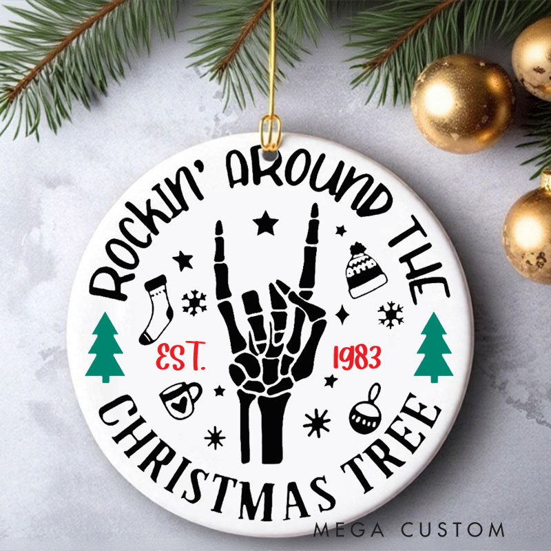 Personalized Christmas Ornament Christmas Rockin' Around Ornament Christmas Tree Ornament Christmas Gift for Heavy Metal Music Lover