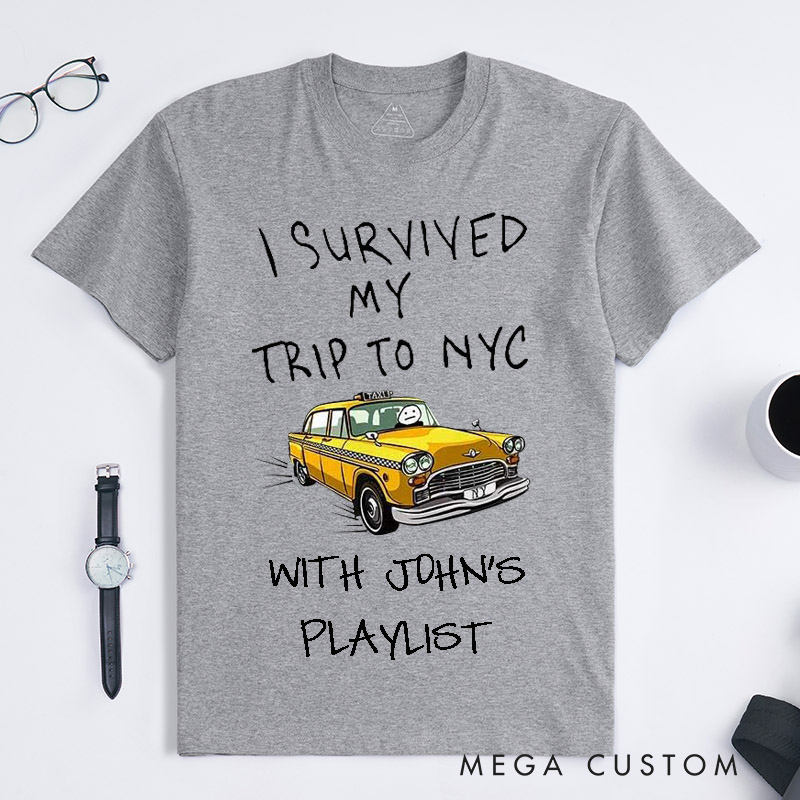 Personalized NYC Trip Unisex Classic T-Shirts Custom Funny Travel Gift for Music Lovers Friends Family Unique New York Souvenir for Travelers