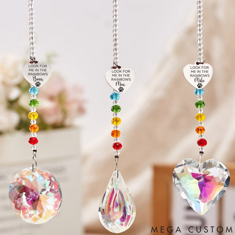Personalized Pet Lover Look for Me in the Rainbows Sun Catcher