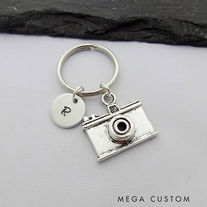 Personalised Camera Keyring Initial Keyring Photographer Keyring Photography Keyring Photography Keychain Photography Gift