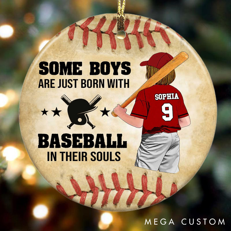多素材Personalized Baseball Christmas Ornament with Custom Name and Year  