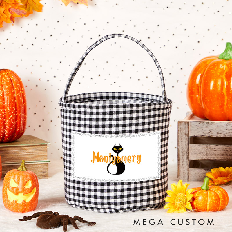 Personalized Halloween Treat Basket Black Cat Charm Design Halloween Gift Party Favor
